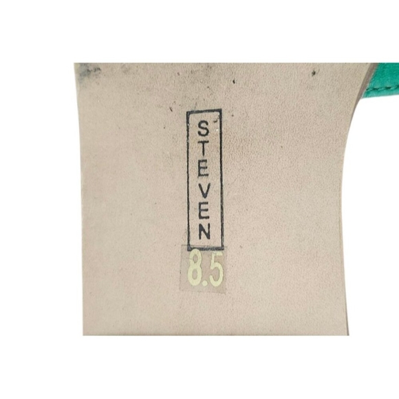 Steven New York Green Leather H Strap Slides Sandals Square Toe Women’s Size 8.5 - Picture 8 of 12